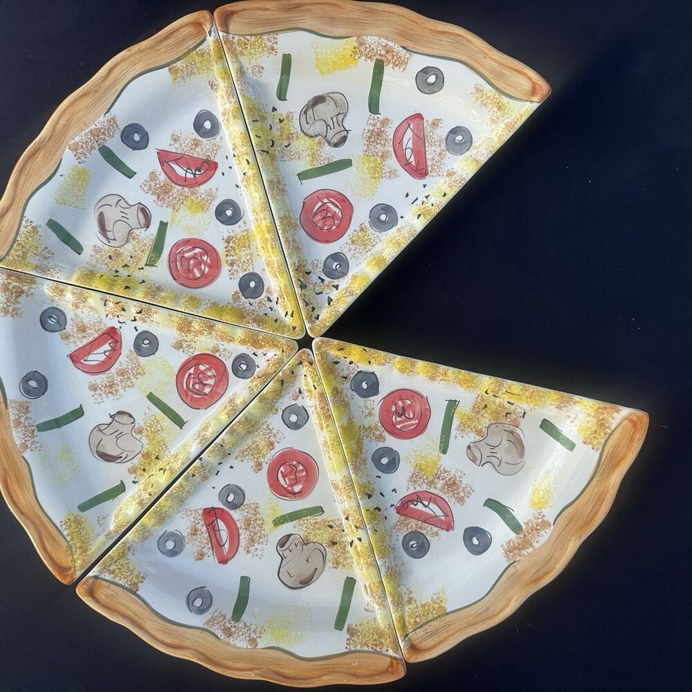 Tabletops Unlimited Kitchen Prep 201 Pizza Slice Plates Set of 5 Ceramic
